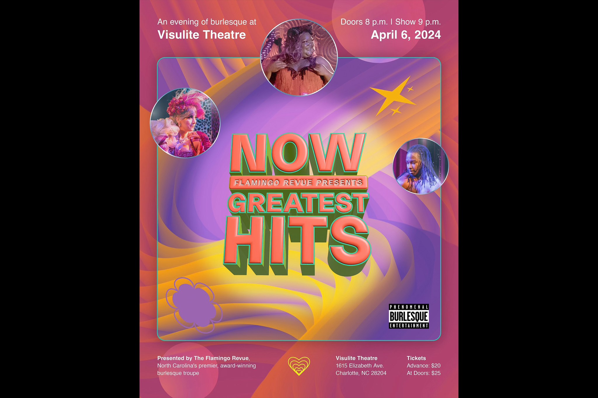 The Flamingo Revue is turning five! Join us at the Visulite Theatre Saturday, April 6th as we celebrate those five incredible years with our Greatest Hits!